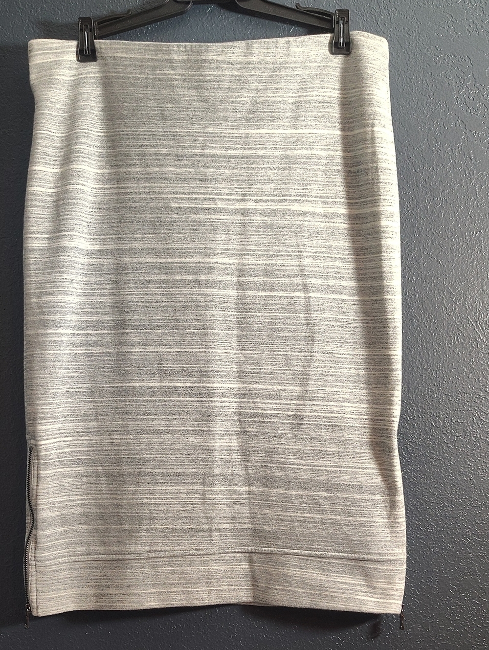 Ann Taylor Loft Gray Marbled Space Dye Knit Pencil Skirt Dual Side Zippers M